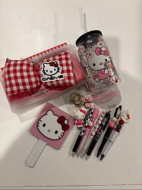 Hello Kitty Pink, Red and Black Party Tumbler & Accessory Gift Set
